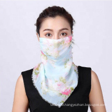 Chiffon Women Multi-function Short Scarf Sunscreen Collar Pullover Thin Mesh Hanging Ear Neck Scarf Sport Outdoor Face Scarf